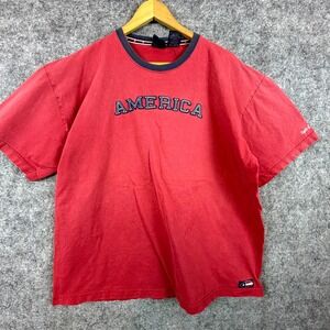 Vintage Spirit of America T-Shirt Mens XL Red Embroidered Patriotic 4th of July